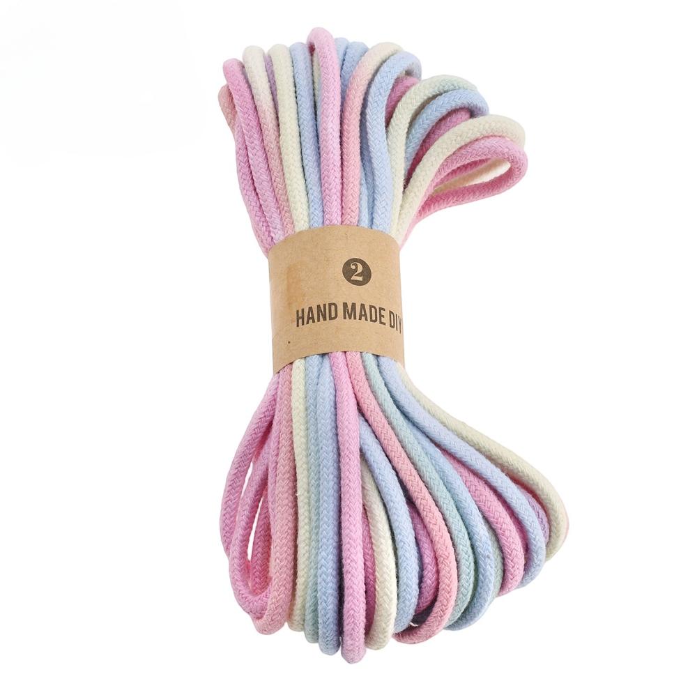 

High Quality 3mm Macrame Braided cord 100% Pure cotton Pastel Macrame Cord 10M Zero Waste Bulky Packing braided rope