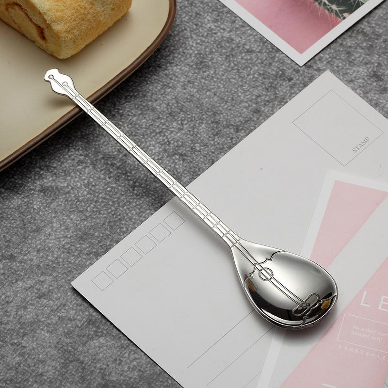 Gitarr Kafferörsked Rostfritt Stål Kreativ Mini Luta Teskedar Dessert Glassskopa Nya Köksredskap