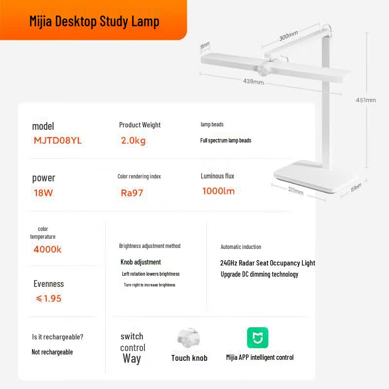 Xiaomi Mijia Smart Learning Desk Lamp CN plug (adapter included)