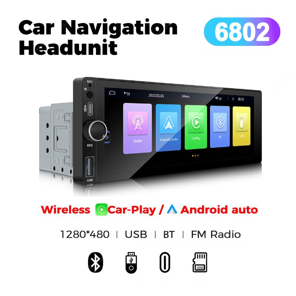 

1DIN 6.86 Android Интеллектуальные Автомобильные Системы Радио Беспроводной Carplay Android Auto GPS USB BT FM Приемник Для Toyota Kia VW Hyundai