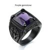 Vintage Big Green/Black/Red/Blue Color Stone Rings for Men Stainless Steel Fashion Punk Handmade Carved Tulip Ring Party Jewelry