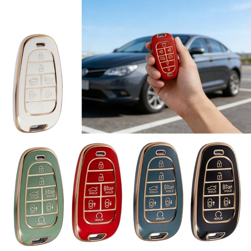 Car Key Cover for 2022 Replacement 7 Buttons Remote Key Fob Case Full Protection Sleeve Flexible Protective Shell