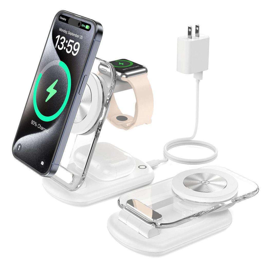 Foldable 3-in-1 Magnetic Wireless Charger for Apple Devices