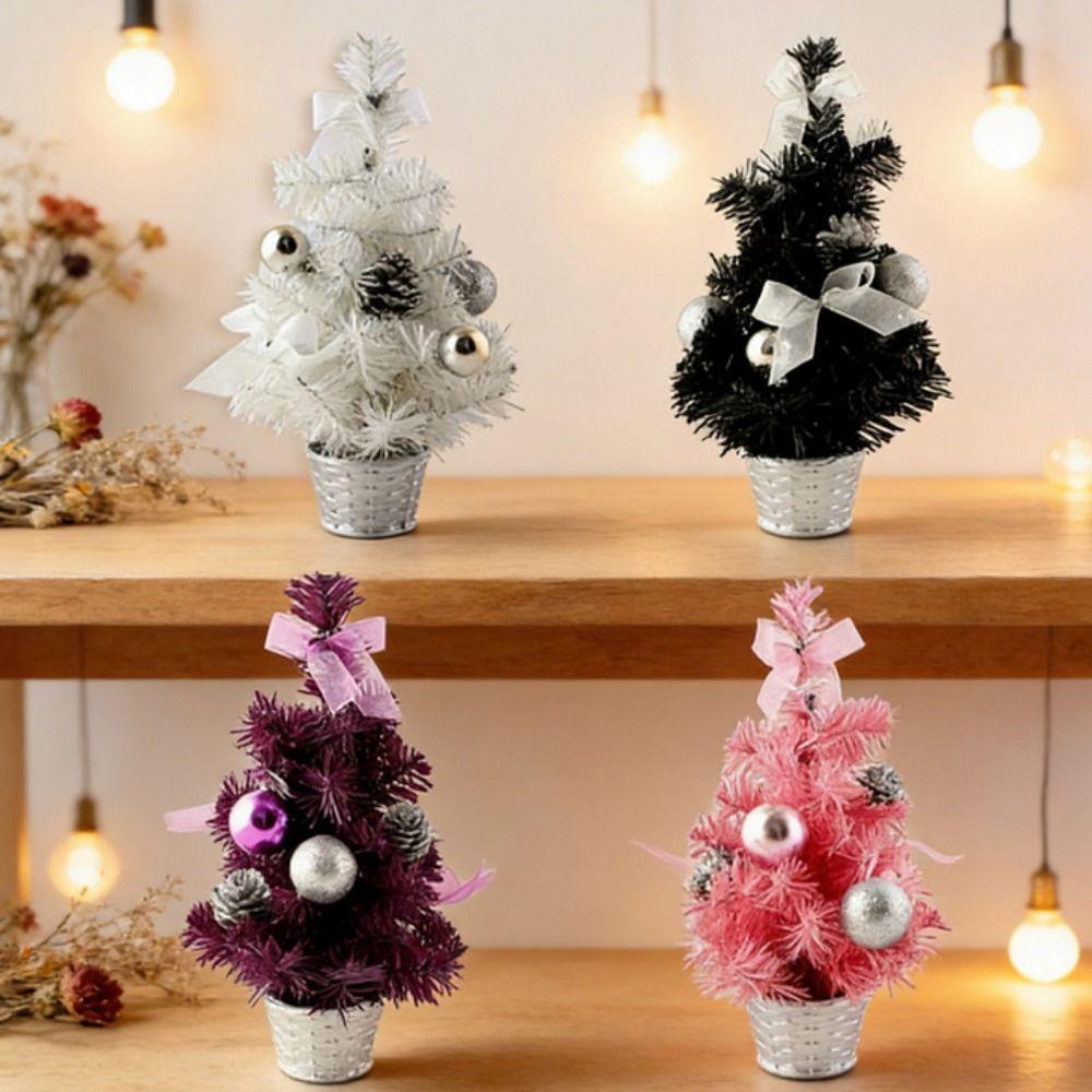 Mini Christmas Tree with Balls Bows Artificial Christmas Tree New Year Gift Artificial Tree