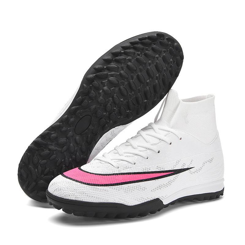 Football shoes Men's and women's high-top broken nails Spikes Children's students Adult grass game training shoes