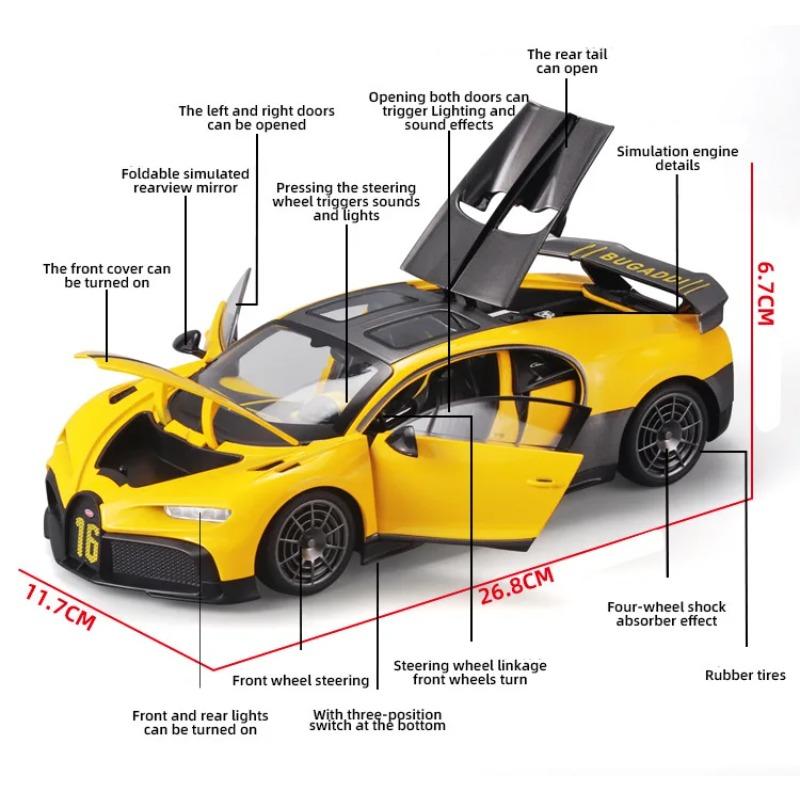 1/18 BUGATTI Chiron PUR SPORT Alloy Sports Model Diecasts Metal Racing Super Car Model Sound and Light Simulation Kids Toys Gift