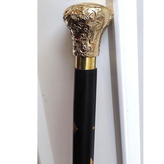 

Victorian Walking Stick with Engraved Brass Handle