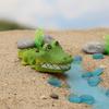 Resin Crocodile Ornament for Home Office Aquarium Decoration with Oxygen Pump Connection