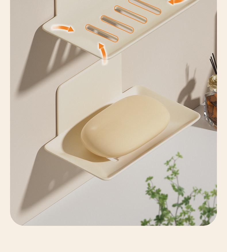 Wall-Mounted Soap Holder No-Punch Drain Rack for Bathroom Vanity & Toilet