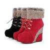 Fashion Wedge Shoes Women Suede Snow Boots Warm Plush Booties Slip-on Zipper Woman Winter Ankle Boot Women's Shoes Ladies Platform Boots