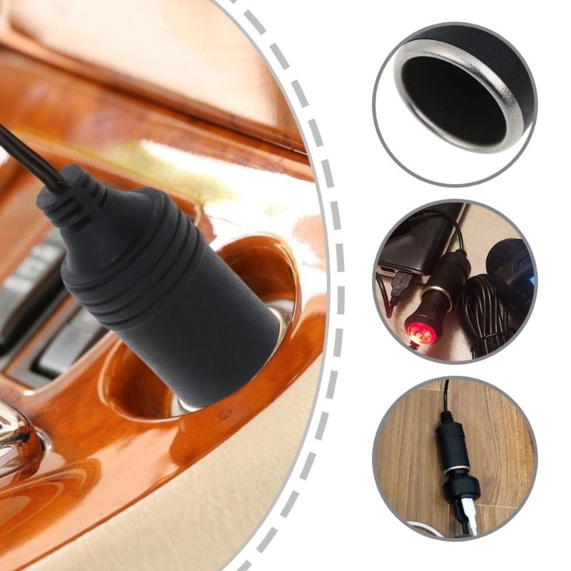 USB to Car Cigarettes Lighter Female Socket Boost Cable Adapter Cord Wire Transform 5V to 12V for Car Electronics