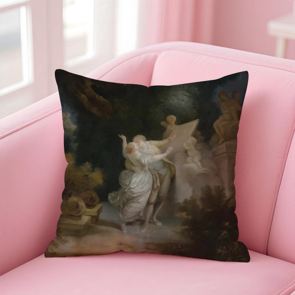 Rococo JJean Honore Fragonard Kissenbezug Kissenhülle Weicher Hautfreundlicher Stoff Komfort Verdeckter Reißverschluss