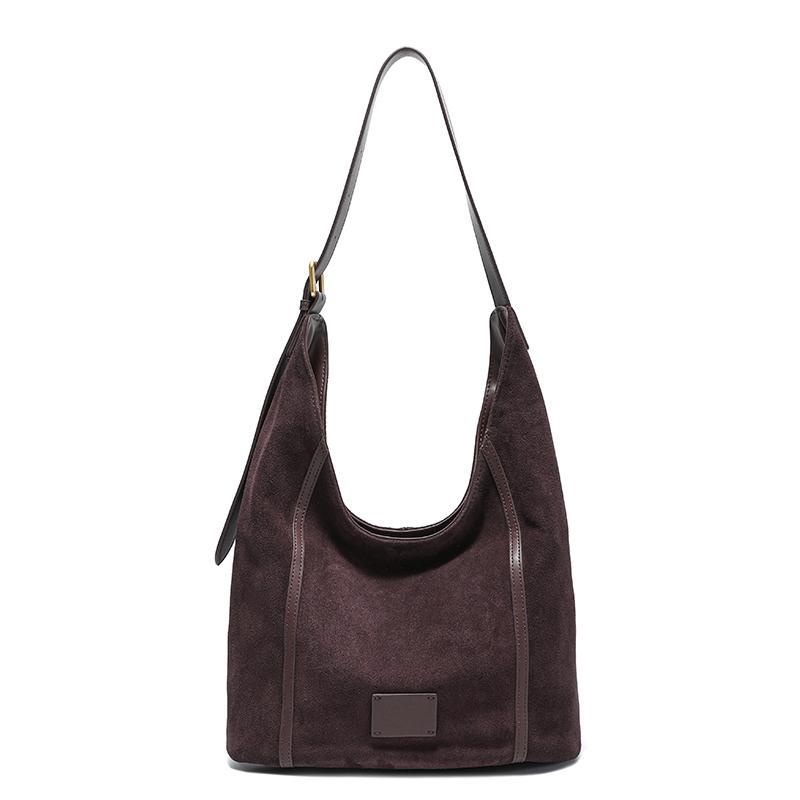 Ladies Suede Cow Genuine Leather Underarm Bags Women Soft Cowhide Vintage Shoulder Bag Female Fashi Luxury Designer Handbags
