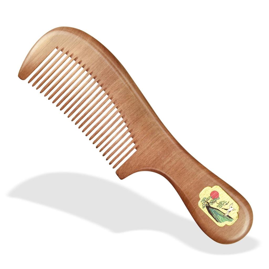 Nanmu Gold Painted Hairdressing Comb - Smooth Finish Women's Souvenir Gift