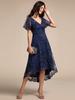 Ever-Pretty Women's Exquisite Embroidery V-Neck See-through Sleeve Wedding Guest Dresses with Asymmetrical Hem