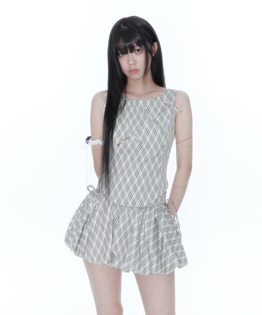 Kasiko Fairy Ribbon Bubble Skirt Checked