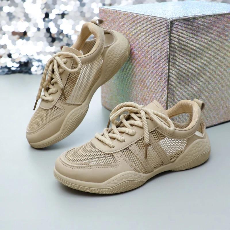 

Летние дышащие и удобные туфли с ажурной сеткой для женщин, новые однотонные повседневные модные кроссовки 40