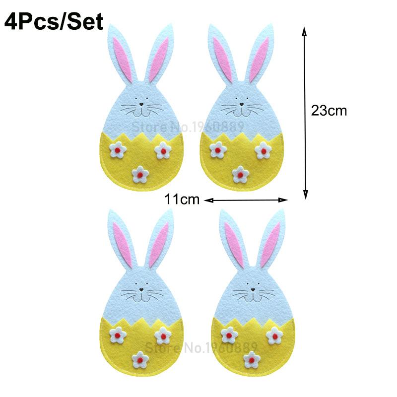 Easter Knife Fork Holder Pocket Carrot Rabbit Eggs Bunny Cutlery Bag for Easter Party Table Decor Tableware Cover Ornaments 2025