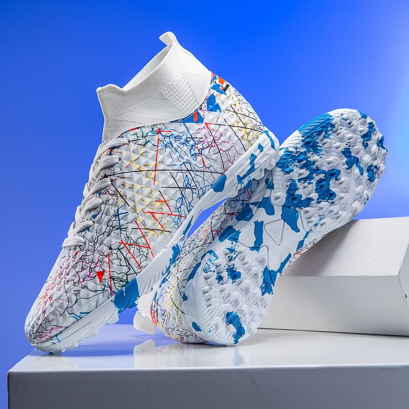 Herren Fußballschuhe FG/TF High Top Neu Verschleißfest Stoßdämpfend Freifeld Professionelles Training Fußballschuhe für Teenager