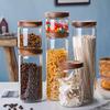 Airtight Glass Storage Jar with Bamboo Lid for Coffee, Tea, Spices, Grains, Sugar - Modern Kitchen & Pantry Organization