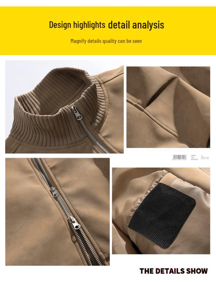 Men's Retro Versatile Stand Collar PU Leather Jacket - Casual and Wear-resistant for Spring and Autumn