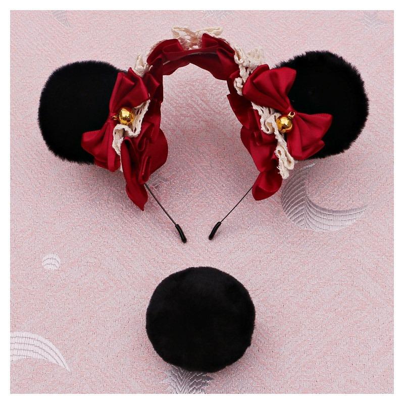 A handmade olita animal ear headband, Lolita jewelry, lace bear ear headband.