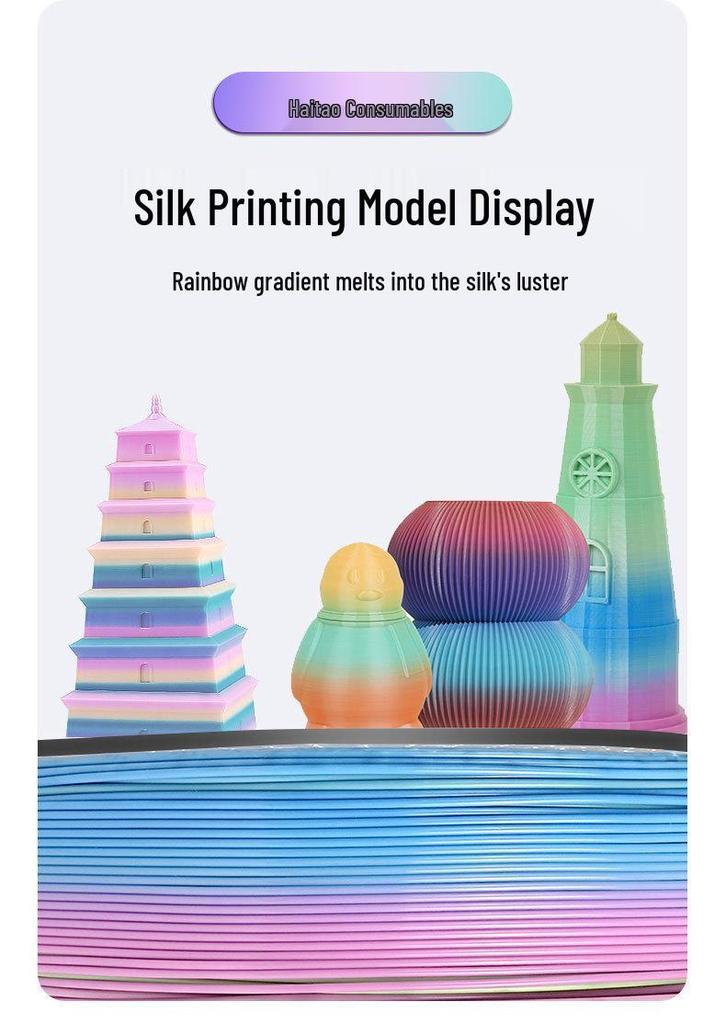 PLA Silk Dual-Color 3D Printer Filament, 1.75mm Rainbow Gradient, Matte, 1kg - Compatible with Creality Printers
