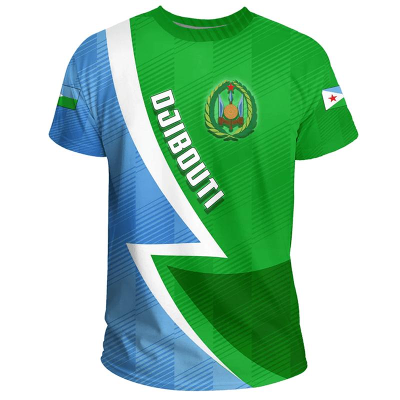 Djibouti Flag T-Shirt Men Women African Pride Graphic Tee Summer Short Sleeve Casual Gym Sports Fitness Top