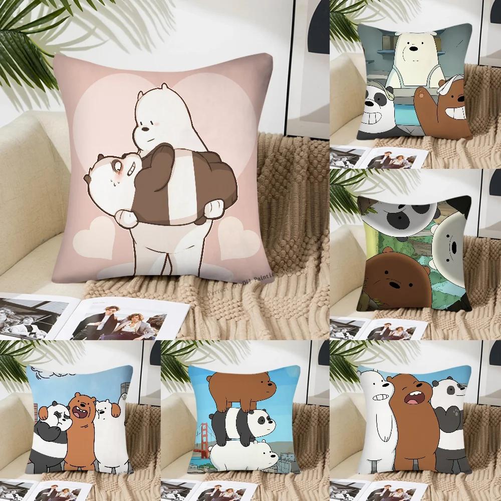 We B-Bare B-Bears Cartoon Fairy Tales Pillow Case Square Pillow Bedroom Sofa Leisure ComfortCarLiving Room Home Decoration 40X40