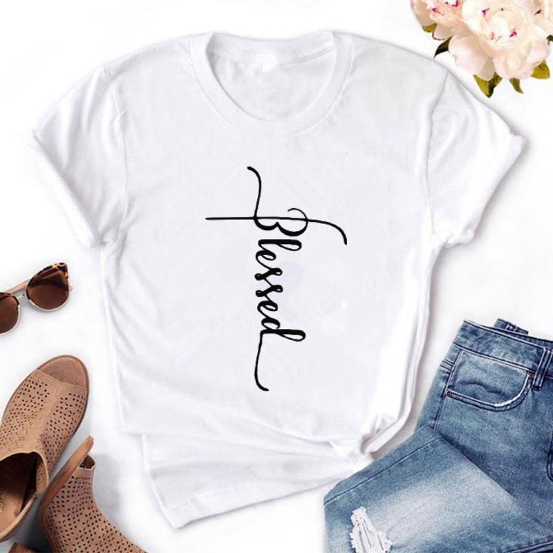 Women Simple Fashion Letter Print Women T Shirt Summer Casual T-Shirts Ladies Round Neck Tops Female Tumblr Graphic T-Shirt