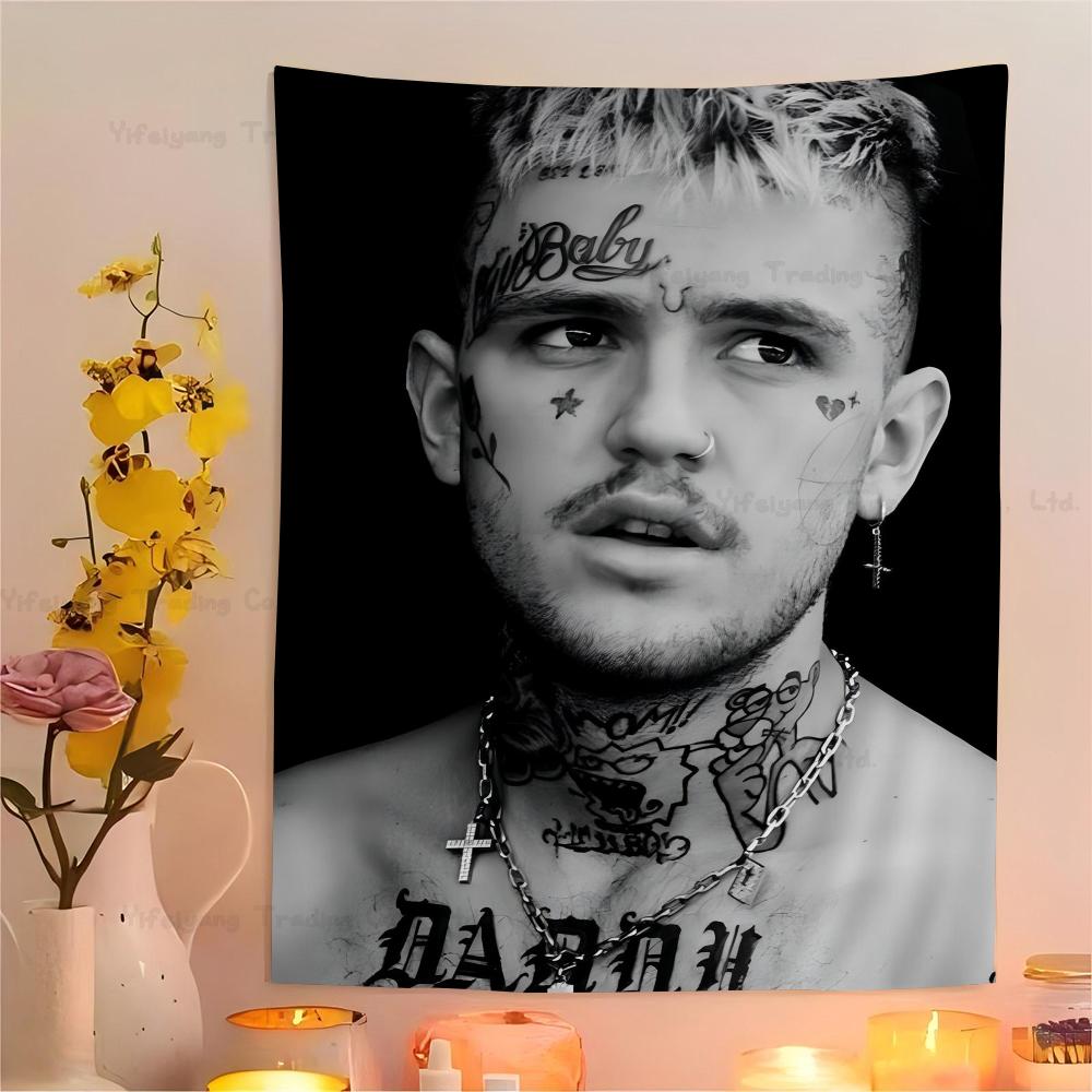 

Hip Hop Rapper Lil Peep Tapestry Art Printing Bohemian Wall Tapestries Mandala Decor Blanket 74x94cm(29x37in)
