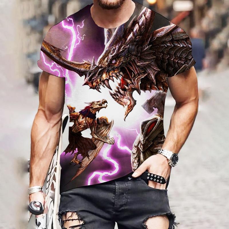 

Новая мода персонализированный мужской топ креативная спортивная футболка с короткими рукавами футболка с 3D принтом летающего дракона 6XL