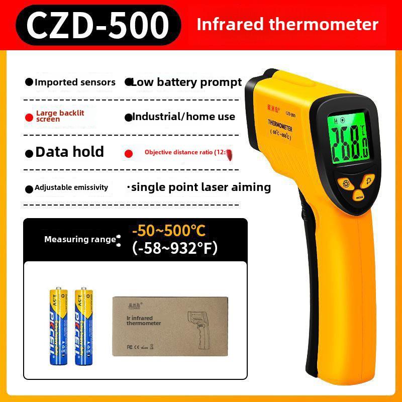 

Инфракрасный термометр, цифровой термометр для приготовления пищи, выпечки в масле, высокоточный кухонный термометр, промышленный термометр Temperature Gun CZD 500°