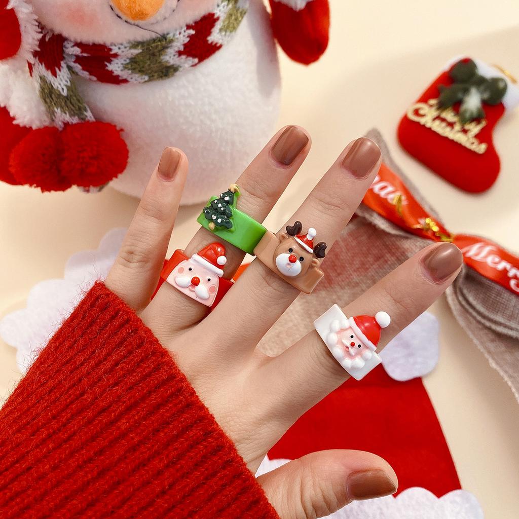 Christmas Series Cute Ring, Personalized Joint Ring Ring Fashion Resin Fun Jewelry Women