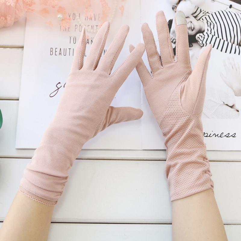 New Fashion Gloves Women Mid-long Summer Cotton Black Print Cycling Thin Touch Screen Bike Car Driving Gloves for Women