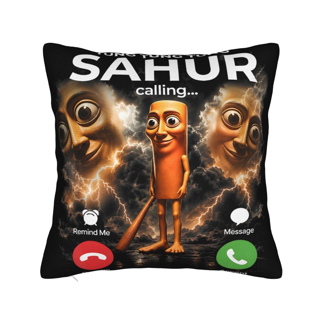 Tung Tung Tung Sahur chasing Tralalero Tralala Pillow Case Graphic Pillow Cover For Living Room Sofa Funny Pillowcases