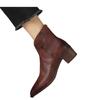 Women Pointy Brown Ankle Boots High Heels Shoes Woman Vintage Chelsea Boots Autumn Pu Leather Femme Mid-Heel Stubby Ankle Boots