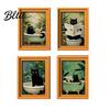 Vintage Style Cat Ornaments Black Wooden Refrigerator Magnet Halloween Theme Decorative Cute Pumpkin Magnet Set Magnetic Decal for Kitchen Cabinets