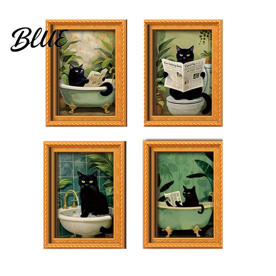Vintage Style Cat Ornaments Black Wooden Refrigerator Magnet Halloween Theme Decorative Cute Pumpkin Magnet Set Magnetic Decal for Kitchen Cabinets
