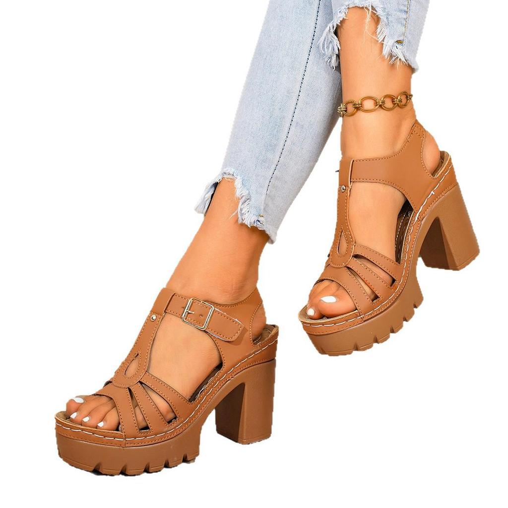 European & American Style Chunky Heel Roman Sandals, Plus Size, Open Toe Summer Collection