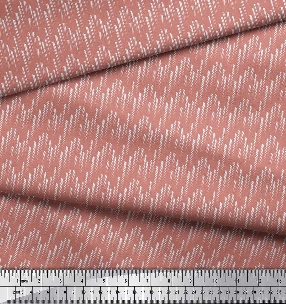 Soimoi Japan Crepe Satin Fabric Diagonal Line Small Print Fabric by Metre 42 Inch