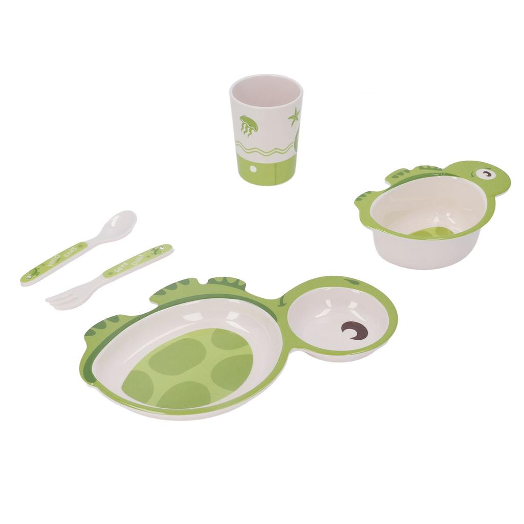 5pcs Baby Plates Set Divided Heat Resistant Lightweight Carton Exquisite Toddler Bowl Dining Set