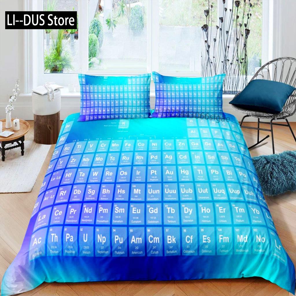 Science Duvet Cover Set King Size Periodic Table Of Elements Bedding Set Chemistry Lovers Learning Image For Kids Teens Adults