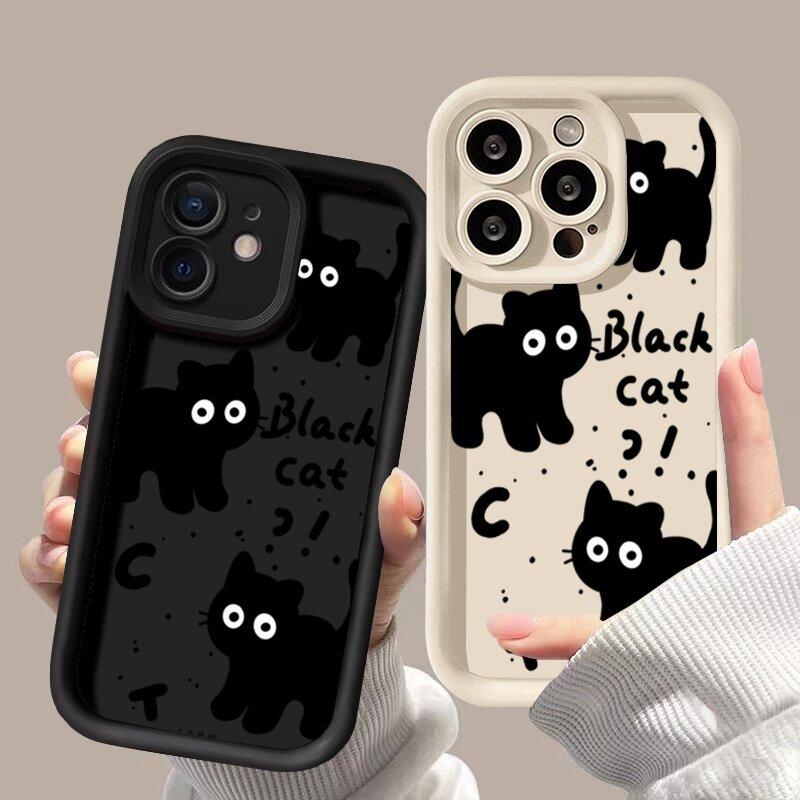 INS Schwarze Katze Hülle Für Huawei Honor 70 90 200 Pro 8X X9 X7 10i MAGIC 6 PRO Nova Y70 Y61 Y90 7 9 10 Pro 10SE Weiche Silikonhülle