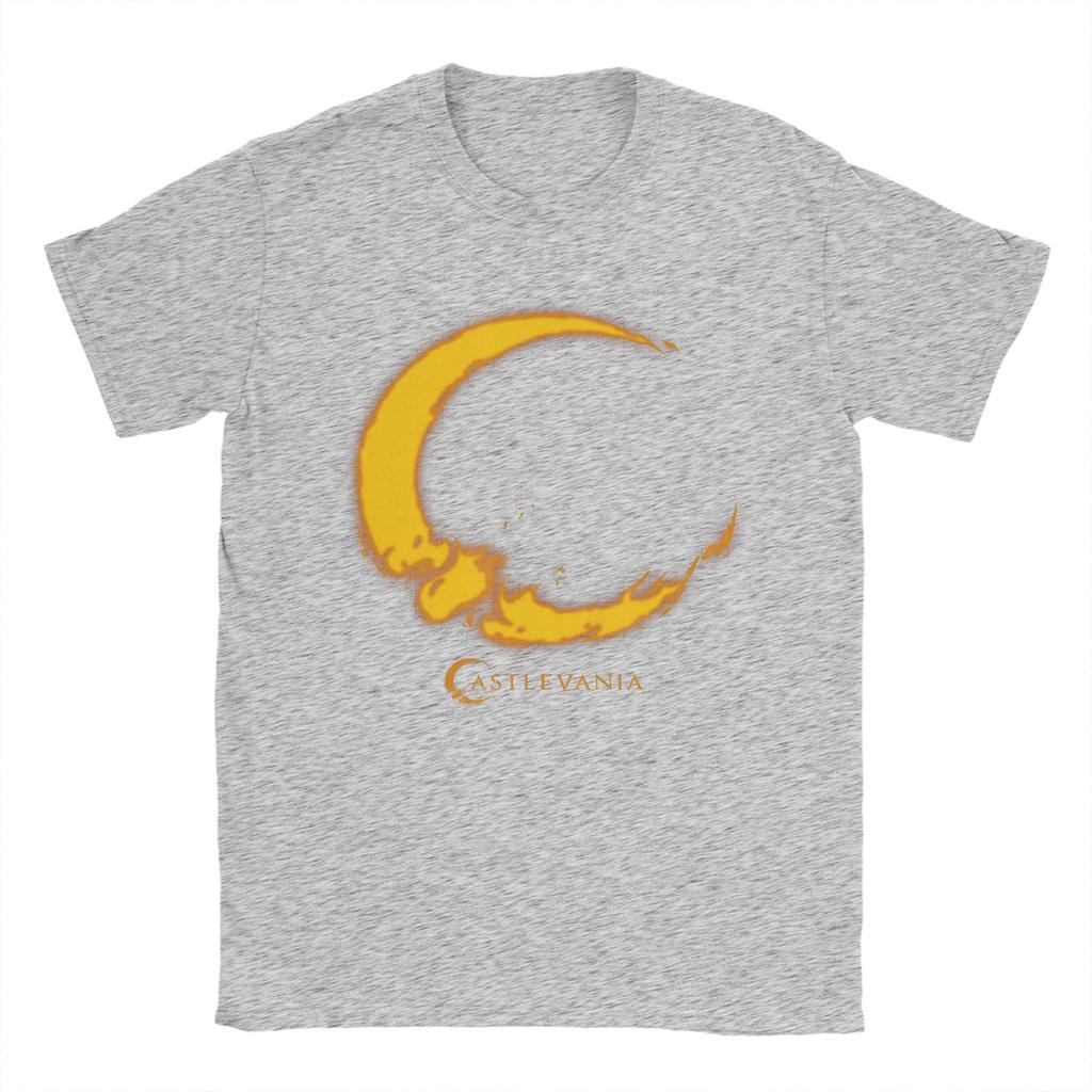Castlevania Crescent Moon Fire Logo Hipster T Shirts  Pure Cotton Tee Shirt for Man Y2K Classic Loose Short Sleeve Clothing
