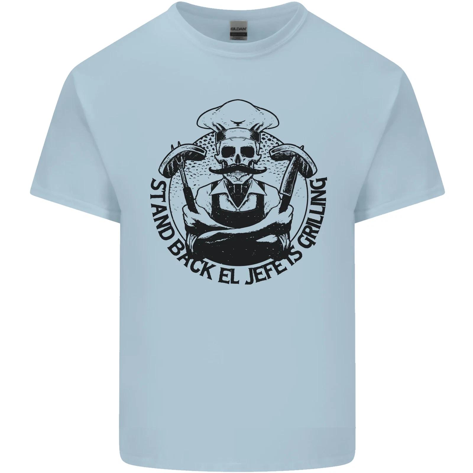 

Stand Back El Jefe is Grilling Funny BBQ Skull Kids T-Shirt Childrens 2XL
