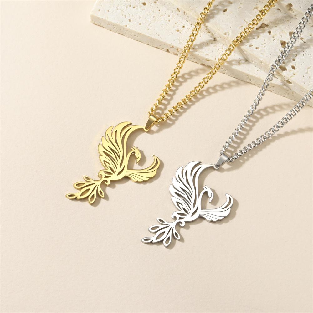 My Shape Phoenix Pendent Necklace for Women Men Stainless Steel Fire Bird Animal Charms Necklaces Choker Chain Jewelry Wholesale