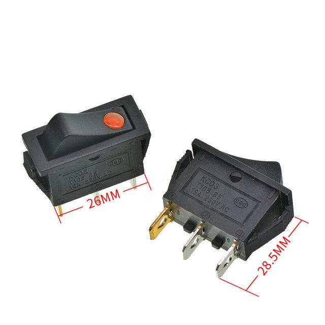 Stlxy KCD3 Rocker Switch ON-OFF 2 Position 3 Pin Electrical equipment With Light Power Switch 16A 250VAC/ 20A 125VAC