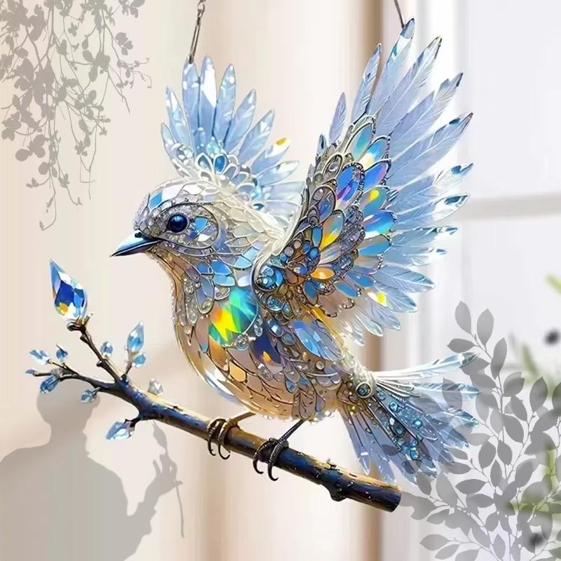 Diamond Art Hummingbird Acrylic Crystal Sky Bluebird Colorful Charming Shining Artworks Diamond Garden Decoration Outdoor