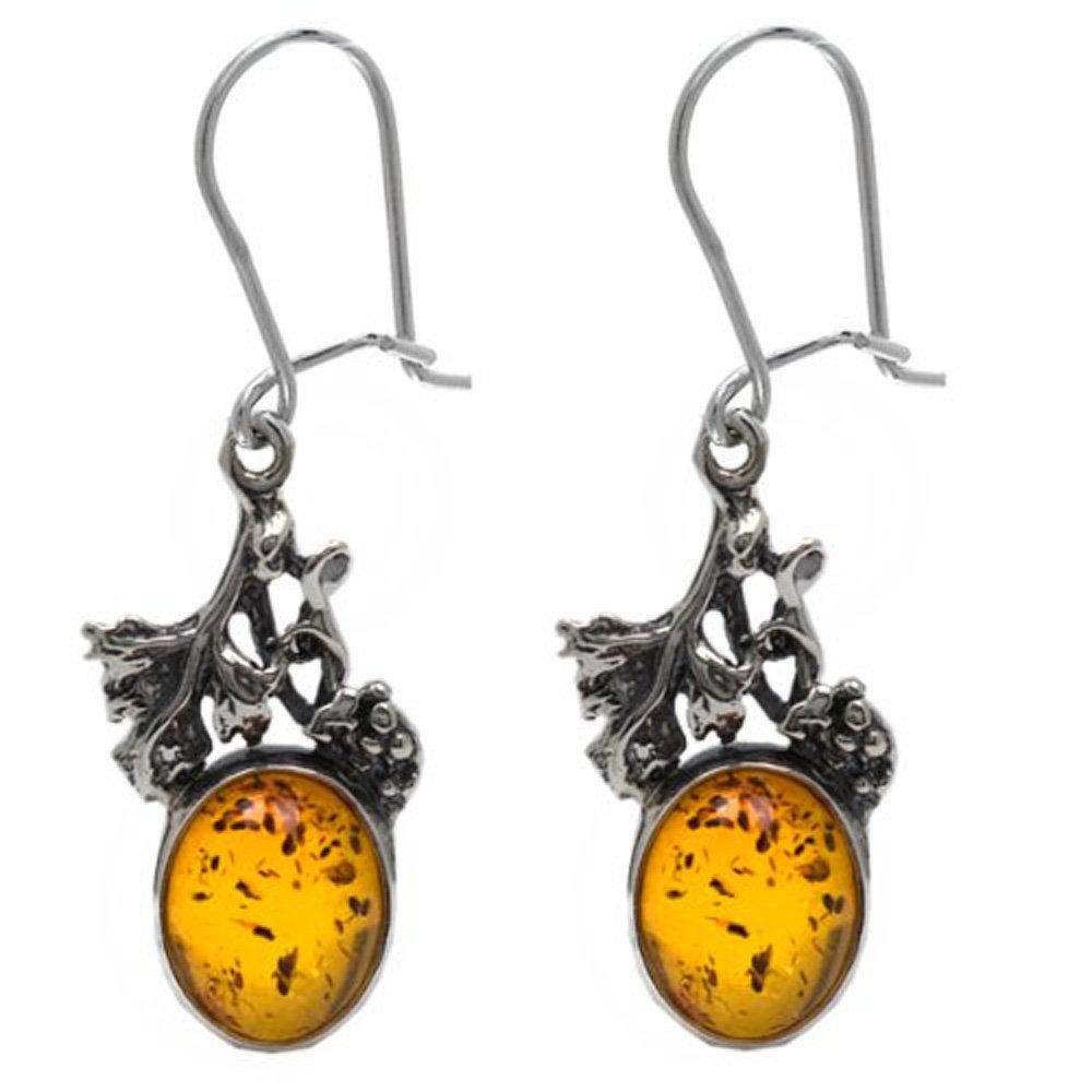 

Baltic Honey Amber Sterling Silver Small Grapevine Earrings